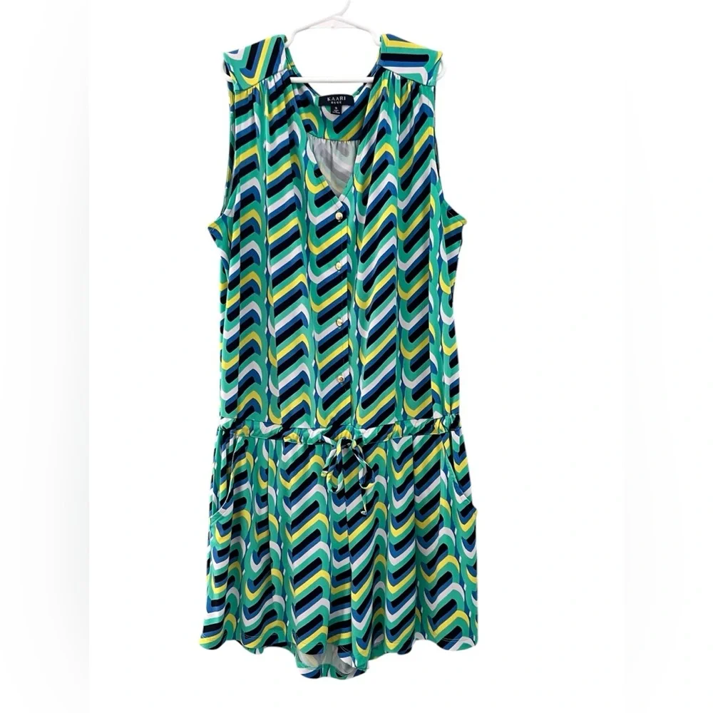 KAARI women’s colorful sleeveless romper pockets drawstring waist size SMALL
